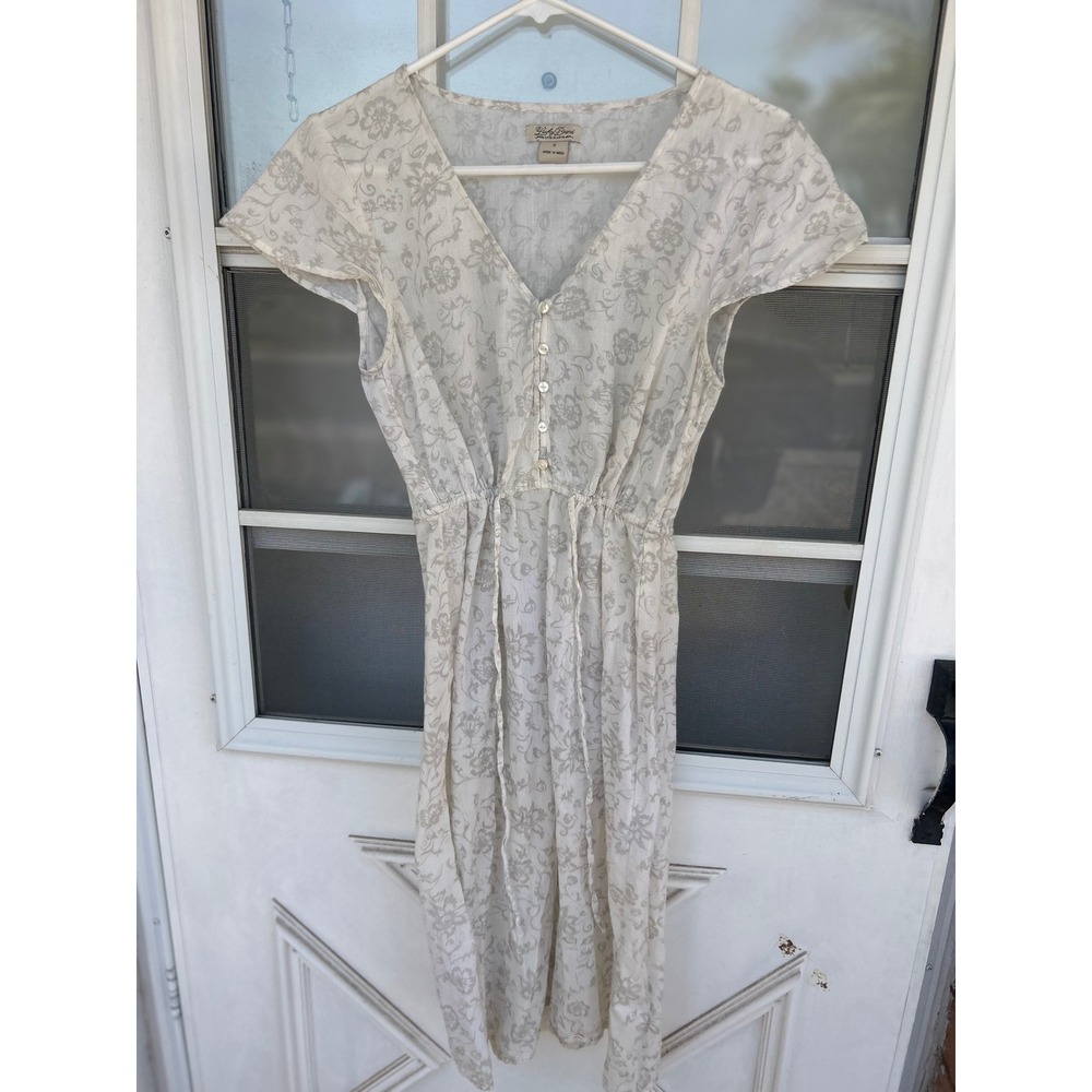 Lucky Brand‎ Floral Midi Dress Cream Taupe Cotton Cottage Fairy Small